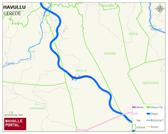 HAVULLU Köyü Haritası | Mahalle ve Köy Sınırı