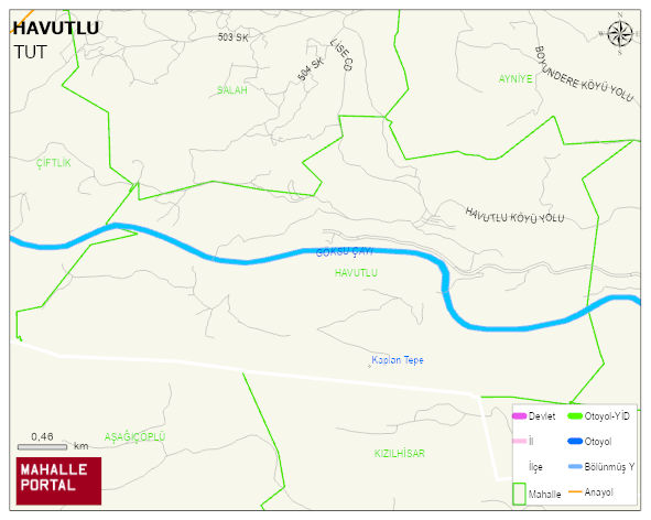 HAVUTLU Köyü Haritası | Yükselti ve Doğa Özellikleri