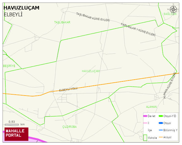 HAVUZLUÇAM Köyü Haritası | Mahalle ve Köy Sınırı