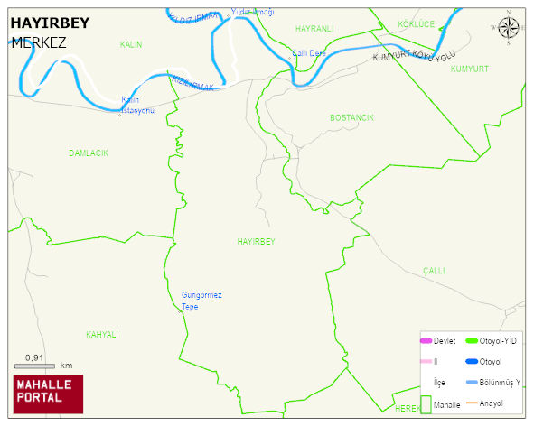 HAYIRBEY Köyü Haritası | Sayısal Bölge Görünümü