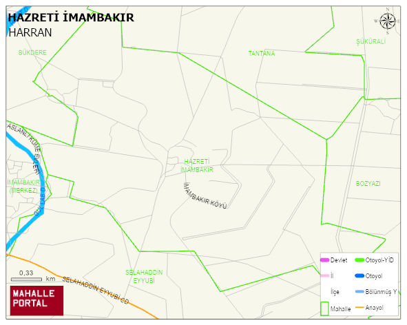 HAZRETİ İMAMBAKIR Mahallesi Haritası | Mahalle ve Köy Sınırı