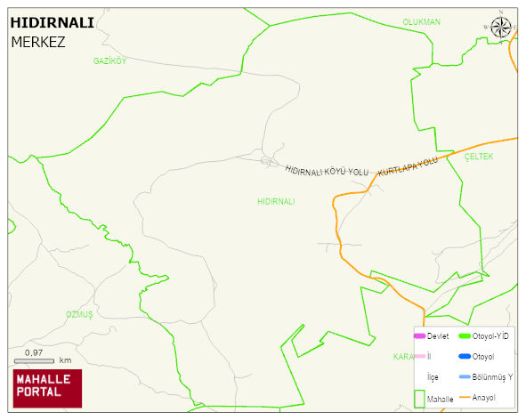 HIDIRNALI Köyü Haritası | Yükselti ve Doğa Özellikleri