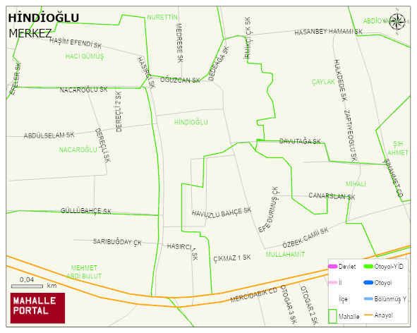 HİNDİOĞLU Mahallesi Haritası | Sayısal Bölge Görünümü