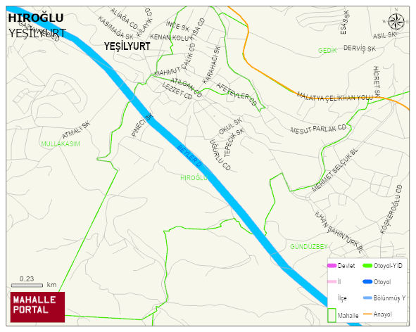 HIROĞLU Mahallesi Haritası | Yükselti ve Doğa Özellikleri