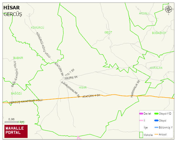 HİSAR Köyü Haritası | Mahalle ve Köy Sınırı