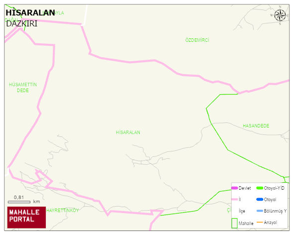 HİSARALAN Köyü Haritası | Uydu Görüntüsü ve Harita Detayları