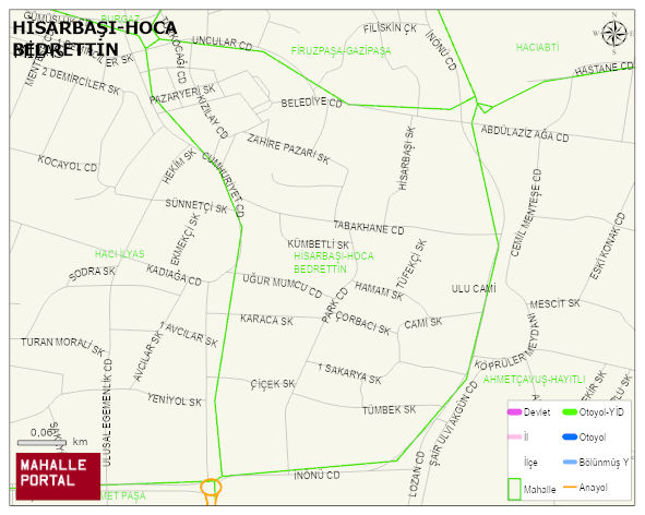 HİSARBAŞI-HOCA BEDRETTİN Mahallesi Haritası | Sayısal Bölge Görünümü