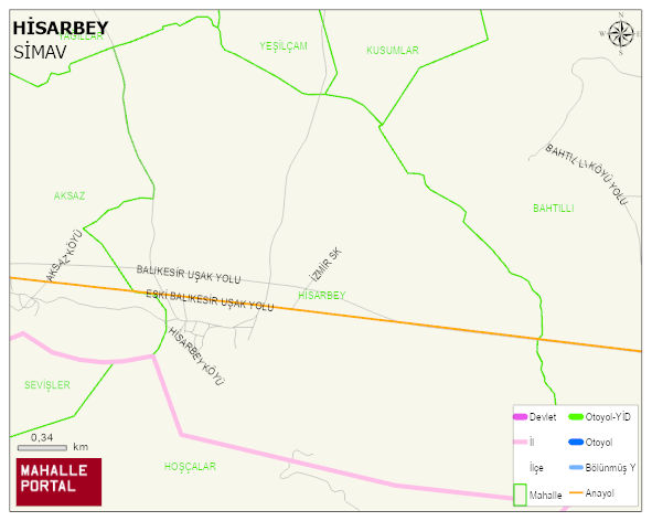 HİSARBEY Köyü Haritası | İnteraktif Köy ve Mahalle Sınırları