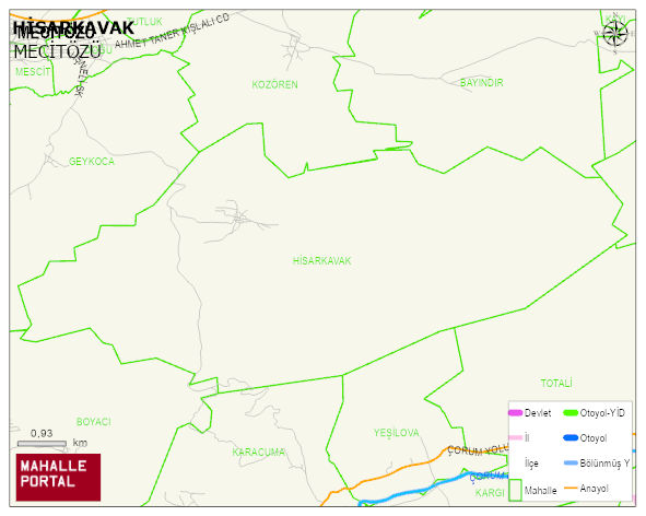 HİSARKAVAK Köyü Haritası | Mahalle ve Köy Sınırı