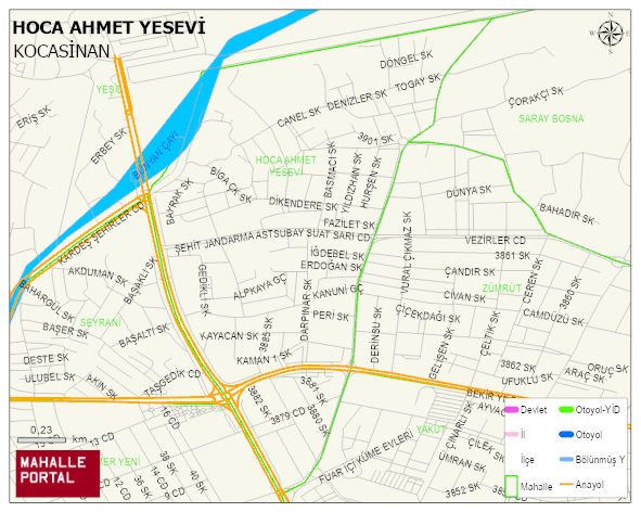 HOCA AHMET YESEVİ Mahallesi Haritası | Mahalle ve Köy Sınırı