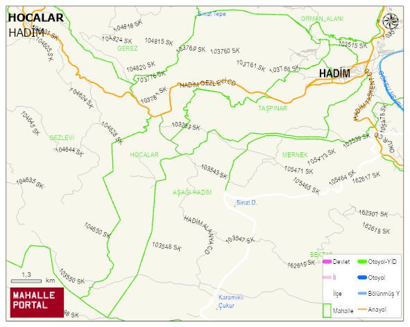 HOCALAR Mahallesi Haritası | Dağlar, Ovalar ve Akarsu Bilgileri