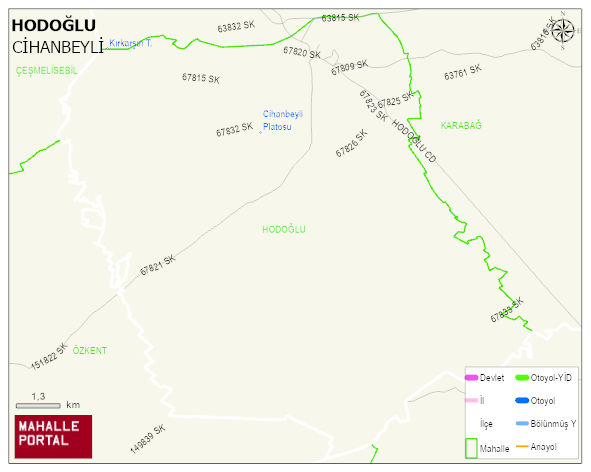 HODOĞLU Mahallesi Haritası | Dağlar, Ovalar ve Akarsu Bilgileri