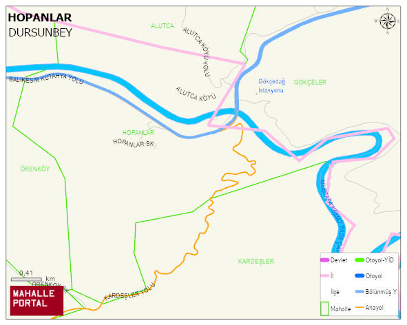 HOPANLAR Mahallesi Haritası | Mahalle ve Köy Sınırı
