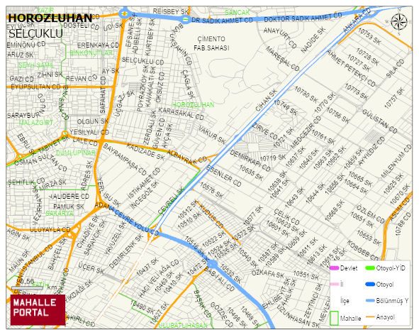 HOROZLUHAN Mahallesi Haritası | Coğrafi Yapı ve Detaylı Haritası