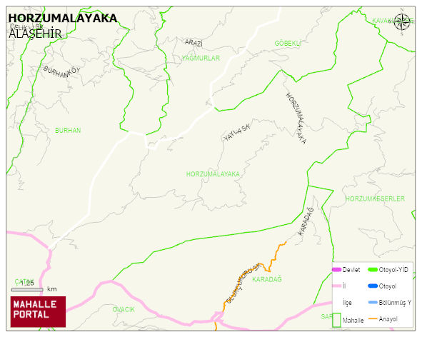 HORZUMALAYAKA Mahallesi Haritası | Dağlar, Ovalar ve Akarsu Bilgileri
