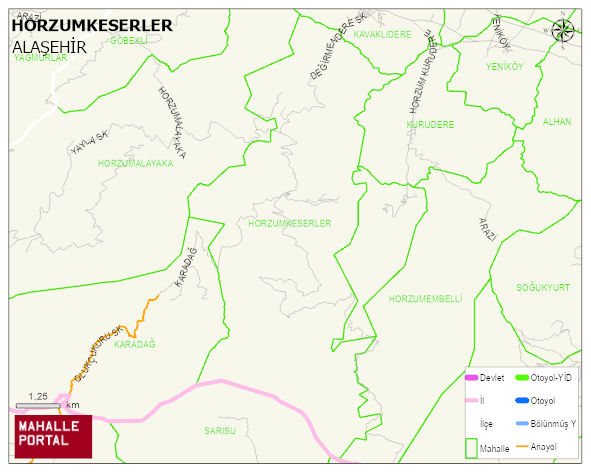 HORZUMKESERLER Mahallesi Haritası | Yükselti ve Doğa Özellikleri