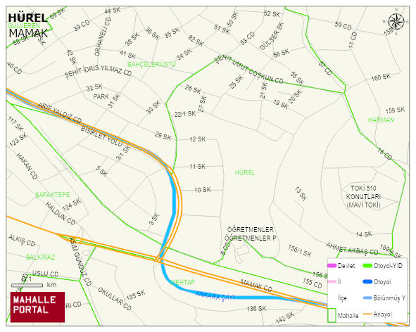 HÜREL Mahallesi Haritası | İnteraktif Köy ve Mahalle Sınırları