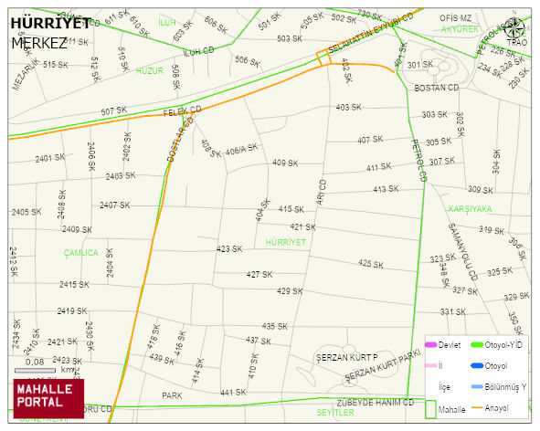 HÜRRİYET Mahallesi Haritası | Sayısal Bölge Görünümü