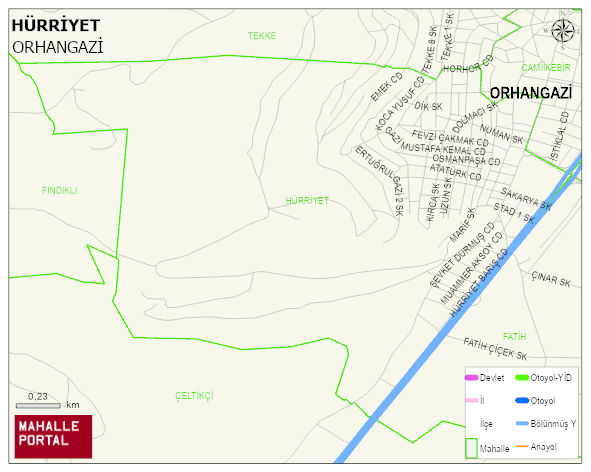 HÜRRİYET Mahallesi Haritası | Yükselti ve Doğa Özellikleri