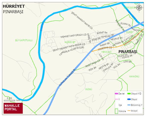 HÜRRİYET Mahallesi Haritası | Dağlar, Ovalar ve Akarsu Bilgileri