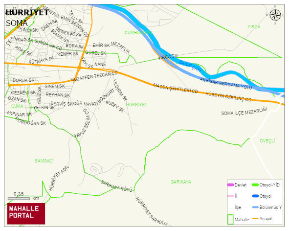 HÜRRİYET Mahallesi Haritası | Dağlar, Ovalar ve Akarsu Bilgileri