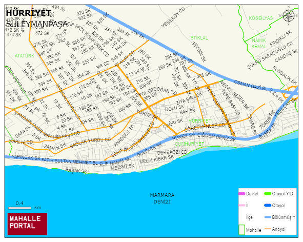 HÜRRİYET Mahallesi Haritası | Yükselti ve Doğa Özellikleri