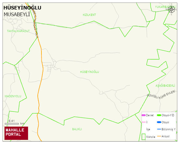HÜSEYİNOĞLU Köyü Haritası | Dağlar, Ovalar ve Akarsu Bilgileri