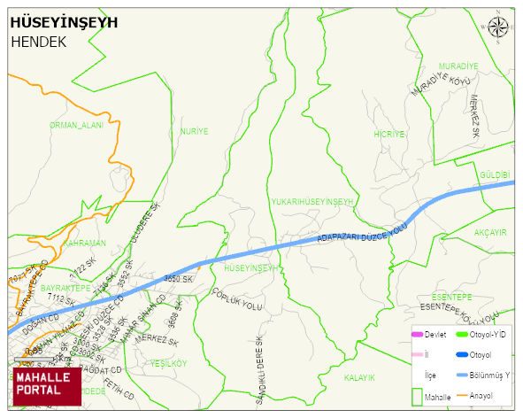 HÜSEYİNŞEYH Mahallesi Haritası | Yükselti ve Doğa Özellikleri