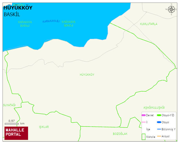 HÜYÜKKÖY Köyü Haritası | Mahalle ve Köy Sınırı