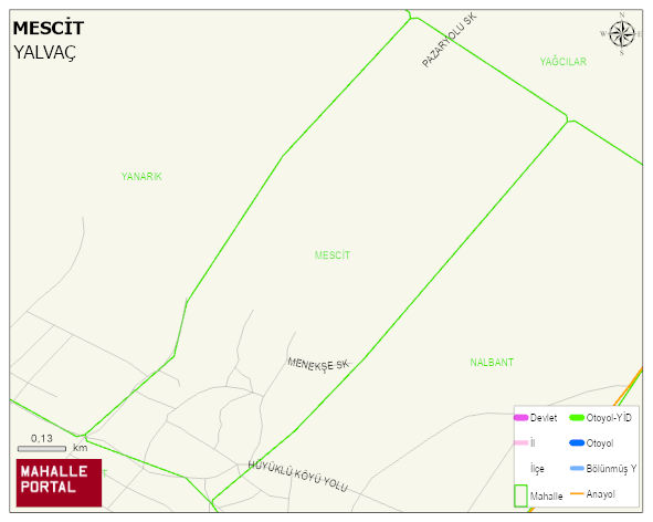 HÜYÜKLÜ BELDESİ MESCİT Mahallesi Haritası | İnteraktif Köy ve Mahalle Sınırları
