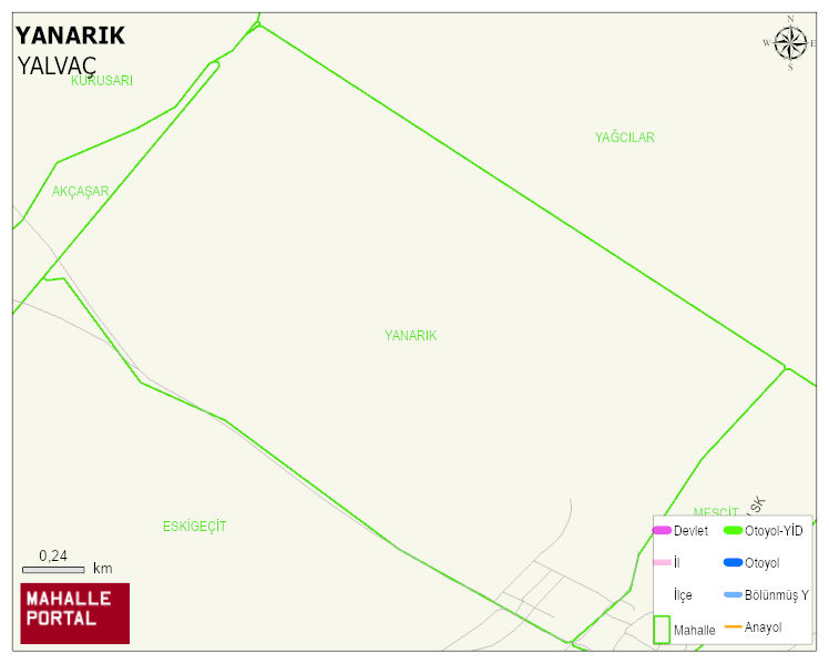 HÜYÜKLÜ BELDESİ YANARIK Mahallesi Haritası | Dağlar, Ovalar ve Akarsu Bilgileri