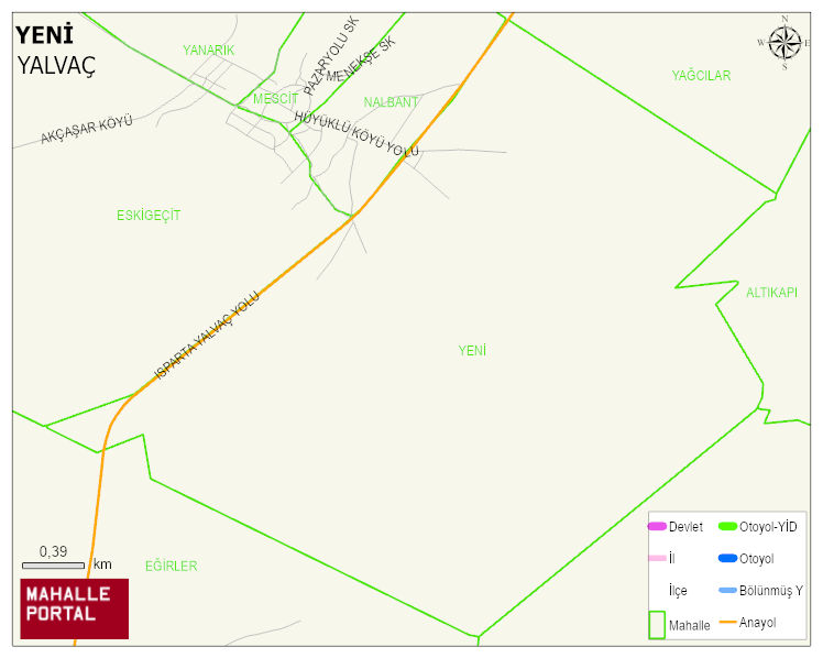HÜYÜKLÜ BELDESİ YENİ Mahallesi Haritası | Yükselti ve Doğa Özellikleri