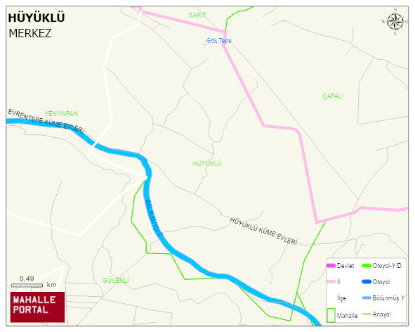 HÜYÜKLÜ Köyü Haritası | Yükselti ve Doğa Özellikleri