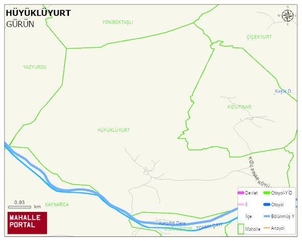 HÜYÜKLÜYURT Köyü Haritası | Mahalle ve Köy Sınırı