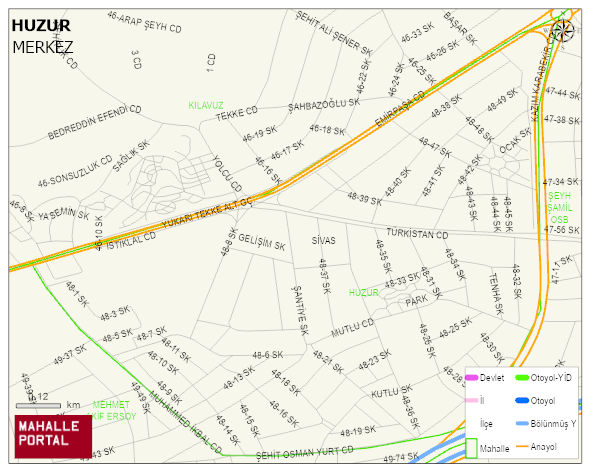 HUZUR Mahallesi Haritası | Sayısal Bölge Görünümü