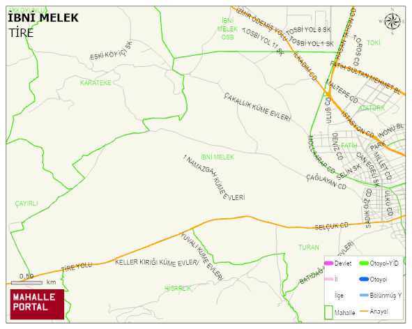 İBNİ MELEK Mahallesi Haritası | İnteraktif Köy ve Mahalle Sınırları