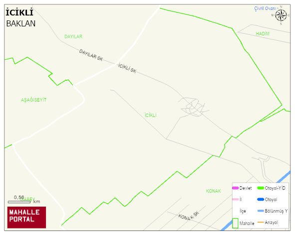 İCİKLİ Mahallesi Haritası | Mahalle ve Köy Sınırı