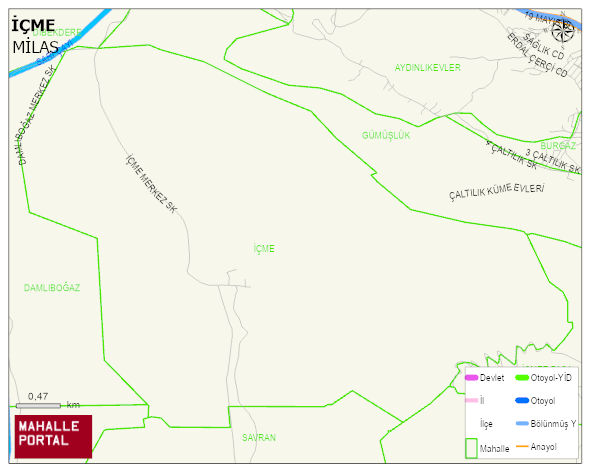 İÇME Mahallesi Haritası | Mahalle ve Köy Sınırı