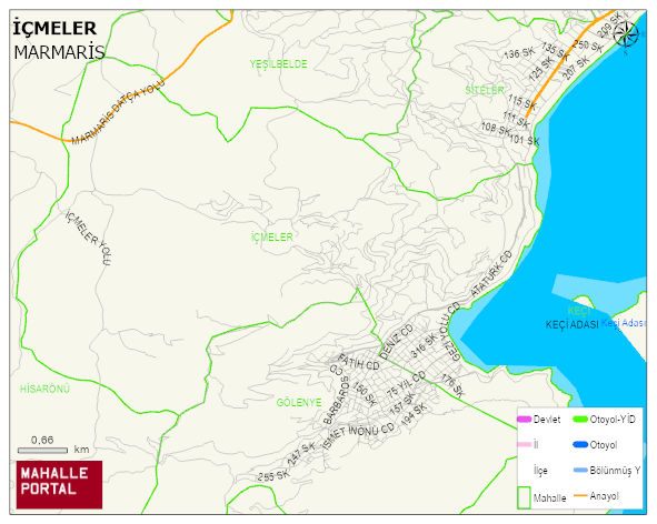 İÇMELER Mahallesi Haritası | Yükselti ve Doğa Özellikleri