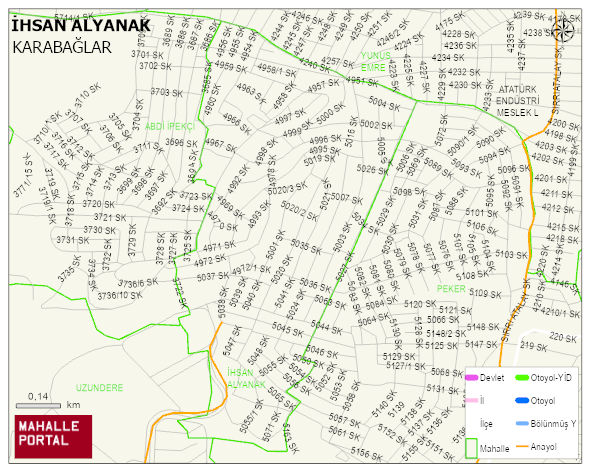 İHSAN ALYANAK Mahallesi Haritası | Coğrafi Yapı ve Detaylı Haritası