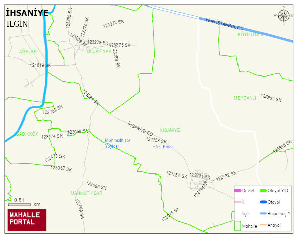 İHSANİYE Mahallesi Haritası | Coğrafi Yapı ve Detaylı Haritası