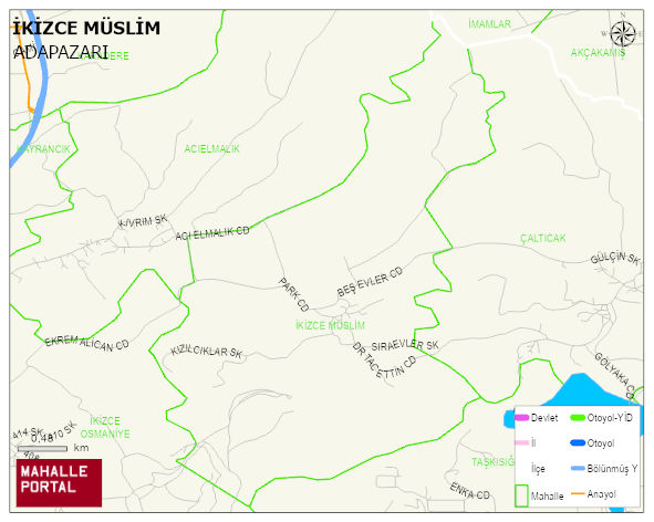 İKİZCE MÜSLİM Mahallesi Haritası | Yükselti ve Doğa Özellikleri