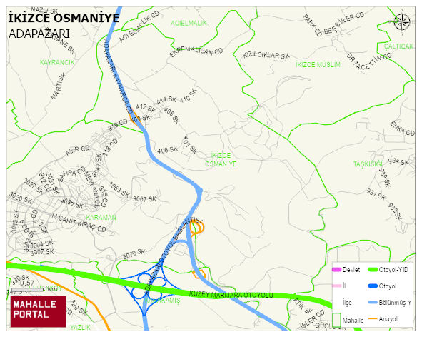 İKİZCE OSMANİYE Mahallesi Haritası | Sayısal Bölge Görünümü