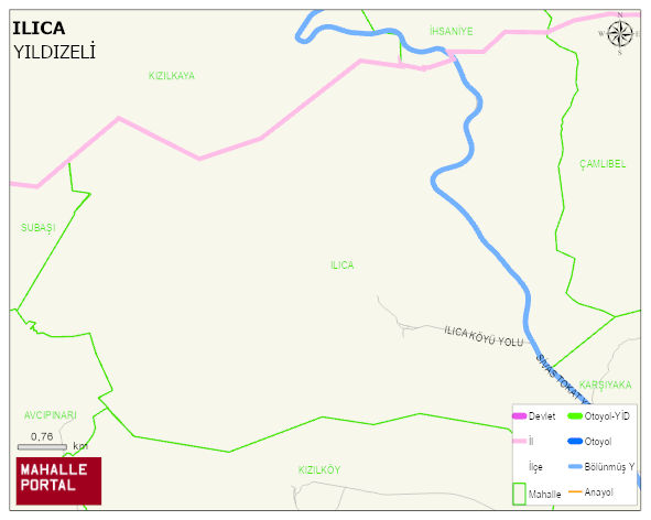 ILICA Köyü Haritası | Mahalle ve Köy Sınırı