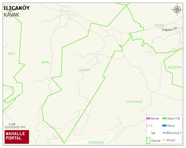 ILICAKÖY Mahallesi Haritası | Dağlar, Ovalar ve Akarsu Bilgileri