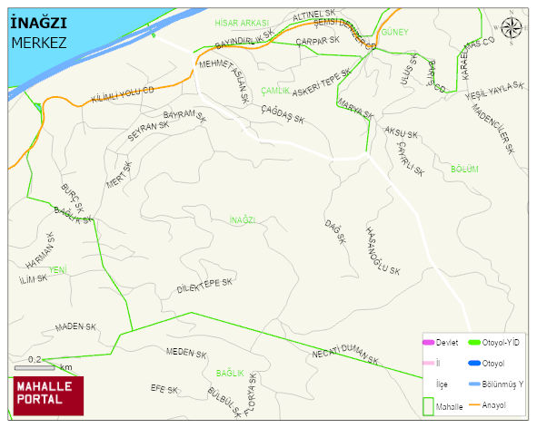 İNAĞZI Mahallesi Haritası | Yükselti ve Doğa Özellikleri