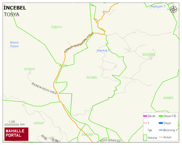 İNCEBEL Köyü Haritası | Sayısal Bölge Görünümü
