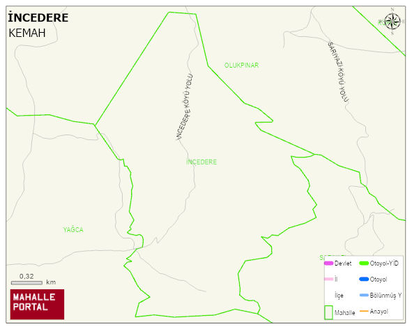 İNCEDERE Köyü Haritası | Detaylı Köy ve Mahalle Görünümü