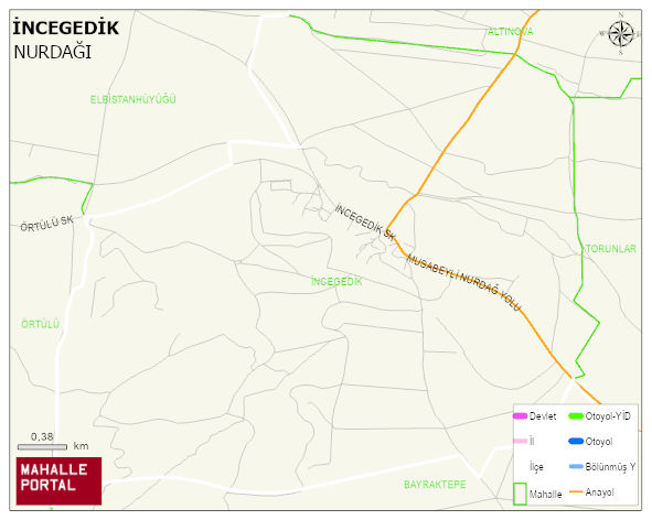 İNCEGEDİK Mahallesi Haritası | İnteraktif Köy ve Mahalle Sınırları