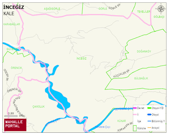 İNCEĞİZ Mahallesi Haritası | Coğrafi Yapı ve Detaylı Haritası